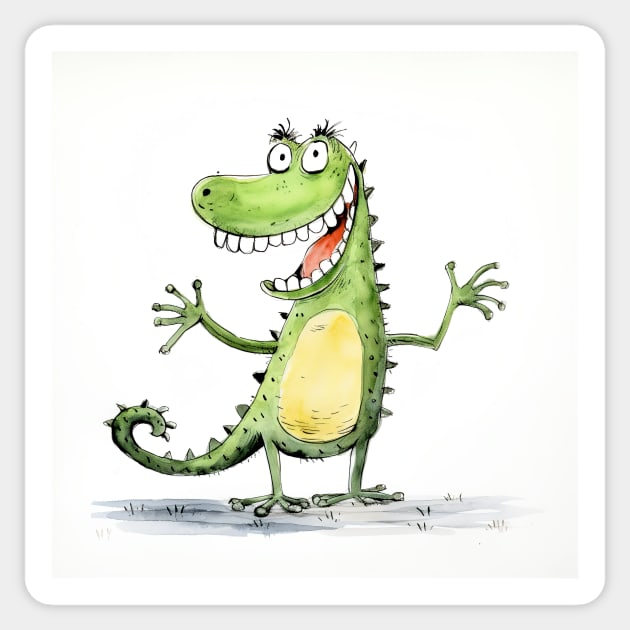 Funny Dinosaur Cartoon Sticker by Geminiartstudio